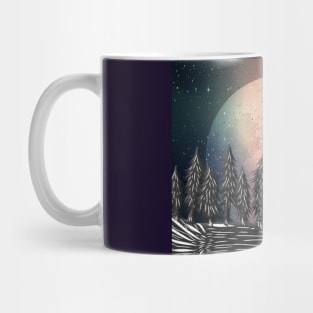 Moon forest polar aurora borealis north pool Mug